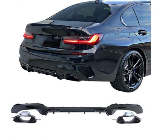BMW G20, G21 M340i stiliaus galinis difuzorius su antgaliais 